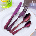 Amazon Hot Sale 304 Stainless Steel Purple Color Cutlery Mirror Polished