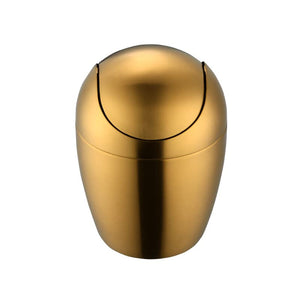 Buyer Star Mini Desktop Trash Can with Swing Lid 18/10 Stainless Steel Counter Top Garbage Bin Egg Shaped Metal Waste Bin