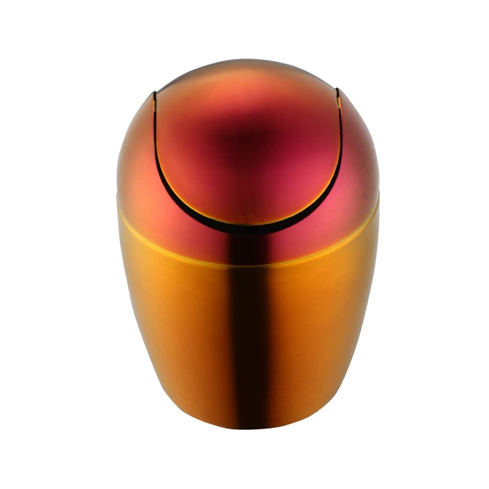 Buyer Star Mini Desktop Trash Can with Swing Lid 18/10 Stainless Steel Counter Top Garbage Bin Egg Shaped Metal Waste Bin