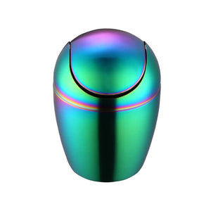 Buyer Star Mini Desktop Trash Can with Swing Lid 18/10 Stainless Steel Counter Top Garbage Bin Egg Shaped Metal Waste Bin