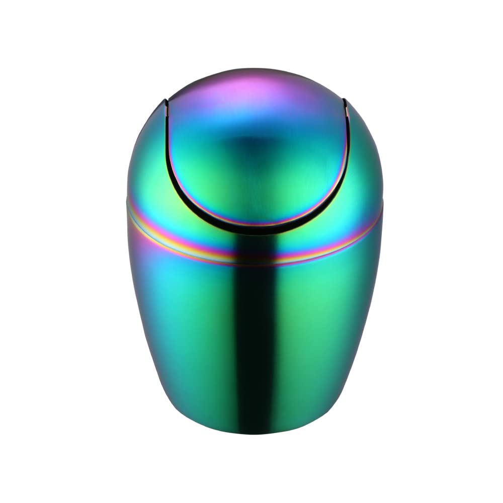 Buyer Star Mini Desktop Trash Can with Swing Lid 18/10 Stainless Steel Counter Top Garbage Bin Egg Shaped Metal Waste Bin