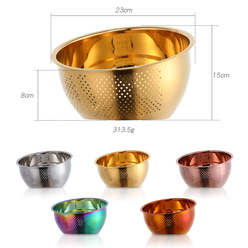 Rice Washer Strainer Bowl Washing Bowl  Stainless Steel Rinser Side Drainers Small Colander for Cleaning Fruits, Vegetables, With Versatile Kitchen Tool