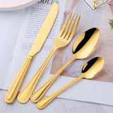 New Design Tableware Mirror Polished Gold Cutlery Sets for Restaurant or Wedding