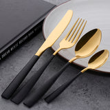 Factory Wholesale 304 Stainless Steel Modern Dinnerware Black Gold Cutlery