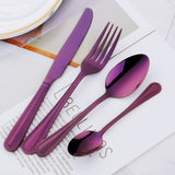 Purple Color 304 Stainless Steel Smooth Edge Tableware Sets