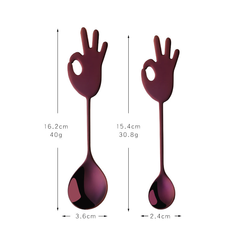 Reusable Golden Plated Stainless Steel Spoon Colorful Handle Dessert Tea Coffee Spoon Scoop