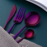 Amazon Hot Sale Stainless Steel Purple Exquisite Kitchenware Party Tableware Set