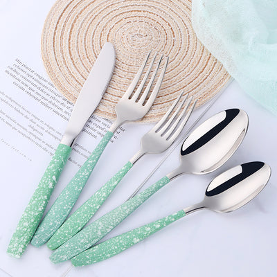 Luxury Dinnerware Mirror Polish Stainless Steel Green Cutlery for Wedding Tableware