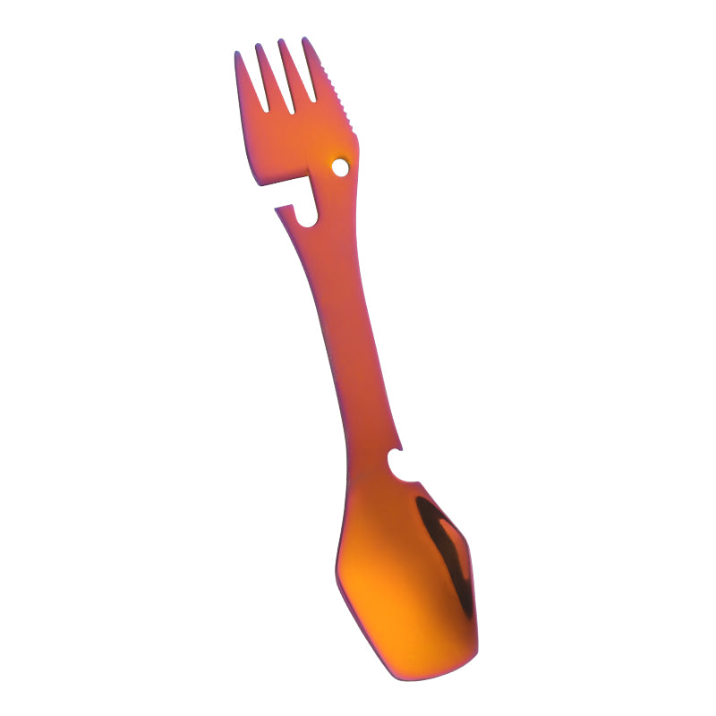 Outdoor multifunctional spoon Bottle opener, fork and knife, Outdoor tableware for camping trip, Field survival tools