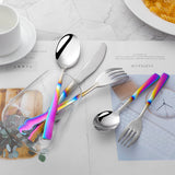 Bulk Sale 304 Stainless Steel Tableware Gradated Rainbow Mirror Polish Flatware for Party Bar