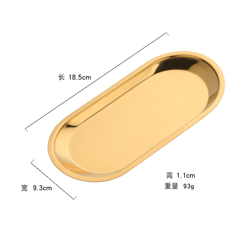 New Products Custom Hotel Oval Gold Stainless Steel Metal Serving Plate
