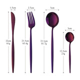 Amazon Hot Sale Stainless Steel Purple Exquisite Kitchenware Party Tableware Set