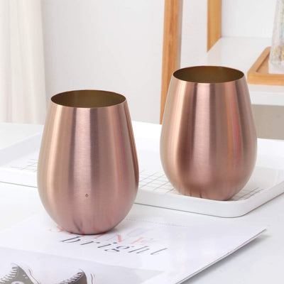 Stainless Steel Stemless Wine Glass Tumblers, Beer Glasses Cup Beer Mugs Set for Cocktails, Beer, Champaign, Whiskey, Juice