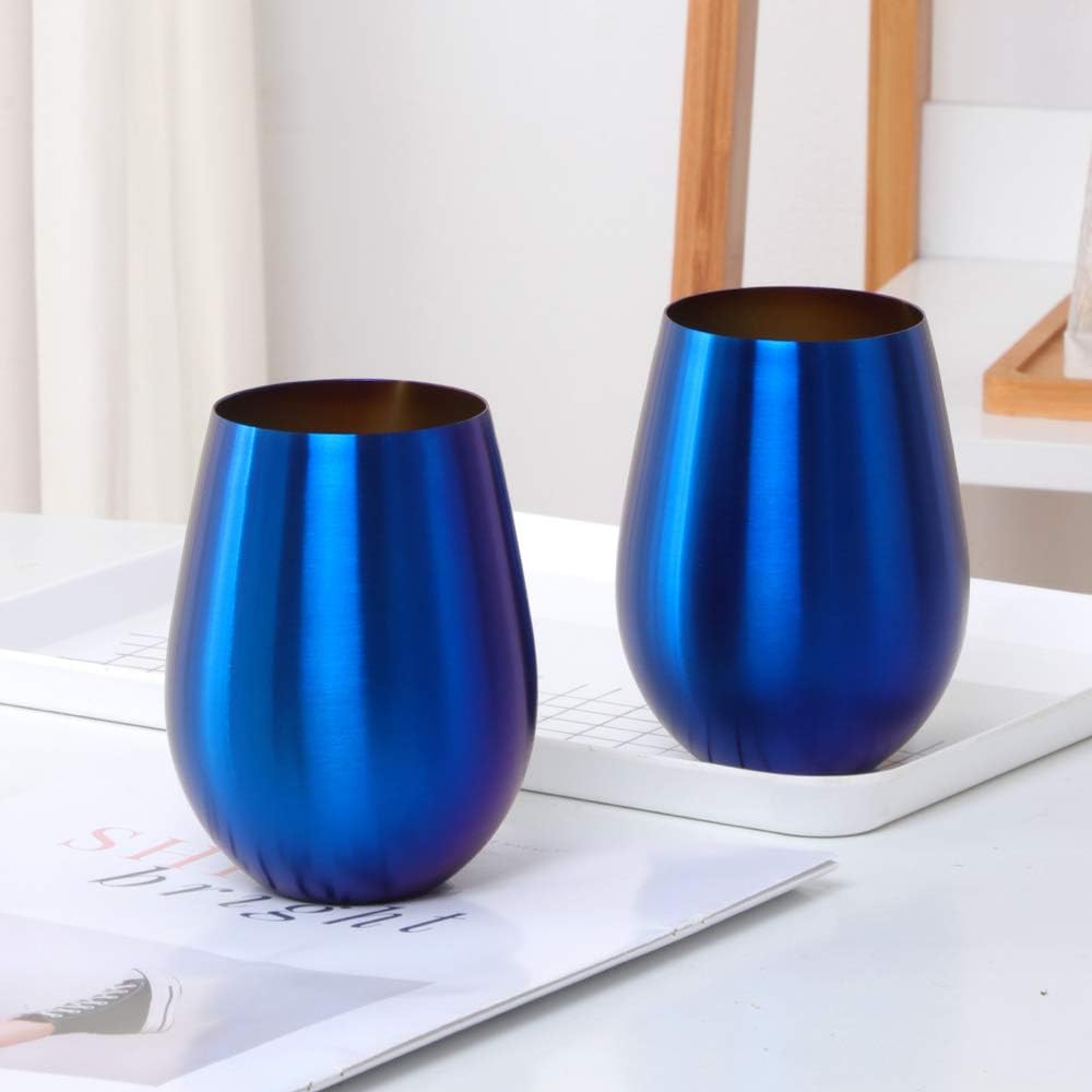 Stainless Steel Stemless Wine Beer Glasses Cup Beer Mugs Set for Cocktails, Beer, Champaign, Whiskey, Juice