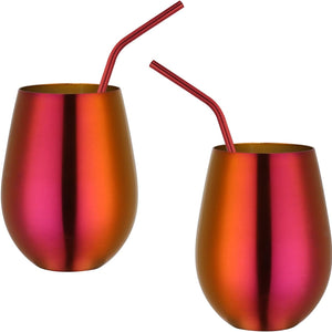 Stainless Steel Stemless Wine Beer Glasses Cup Beer Mugs Set for Cocktails, Beer, Champaign, Whiskey, Juice