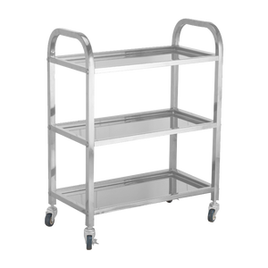 Stainless Steel Dining Car Trolley Commercial Dining Car Receiving Bowl Restaurant Food Hotel Serving Car(3 Layers)
