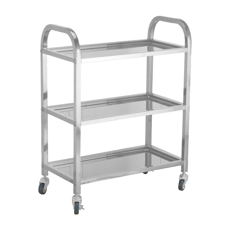 Stainless Steel Dining Car Trolley Commercial Dining Car Receiving Bowl Restaurant Food Hotel Serving Car(3 Layers)