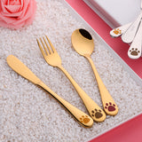 Cute Cat Foot New Design Tableware Gold Cutlery Sets 304 Stainless Steel