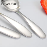 Mirror Polishing Edge Smooth Tableware Flat Spoon Silver Cutlery Sets