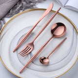 Manufacturer Cheap Price Stainless Steel Rose Gold Flatware Kitchen Party Tableware Set