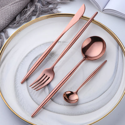 Manufacturer Cheap Price Stainless Steel Rose Gold Flatware Kitchen Party Tableware Set