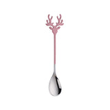 Buyer Star 50pcs Christmas Fawn Spoon Stainless Steel Deer Head Dessert Spoon