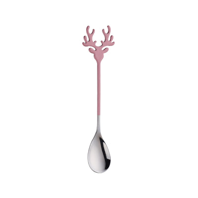 Buyer Star 50pcs Christmas Fawn Spoon Stainless Steel Deer Head Dessert Spoon