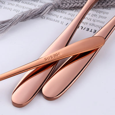 304 Stainless Steel Tableware Mirror Polish Rose Gold Flatware for Wedding Party Bar