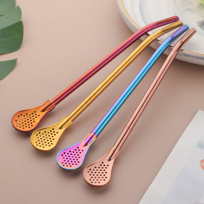 New Design Detachable Straw Spoon Stirring Juice Bar Stool Mirror Polished