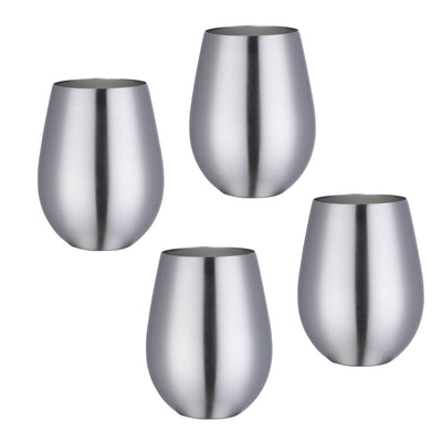 Stainless Steel Stemless Wine Glass Tumblers, Beer Glasses Cup Beer Mugs Set for Cocktails, Beer, Champaign, Whiskey, Juice