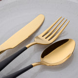 Factory Wholesale 304 Stainless Steel Modern Dinnerware Black Gold Cutlery