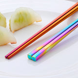 Buyer Star 304 Stainless Steel Square Chopsticks Gold Colorful