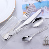 Custom LOGO Stainless Steel Modern Dinnerware Silver Cutlery Restaurant Wedding