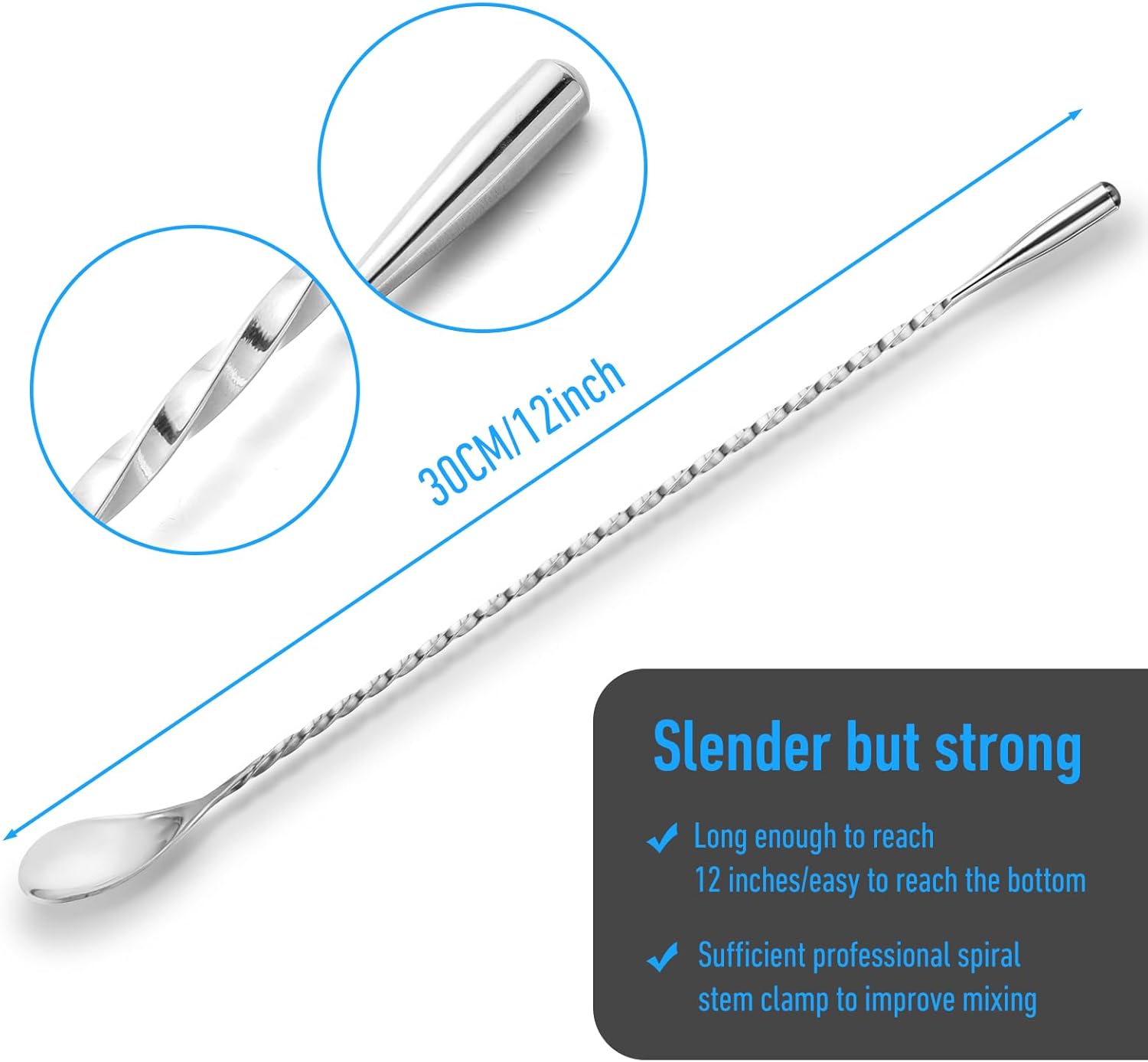 Buyer Star Bar Spoon Cocktail Mixing Stirrers for Drink Cocktail Spoon Long Handle Bar Spoon Cocktail Stirring Spoon for Shaker Tall Cups