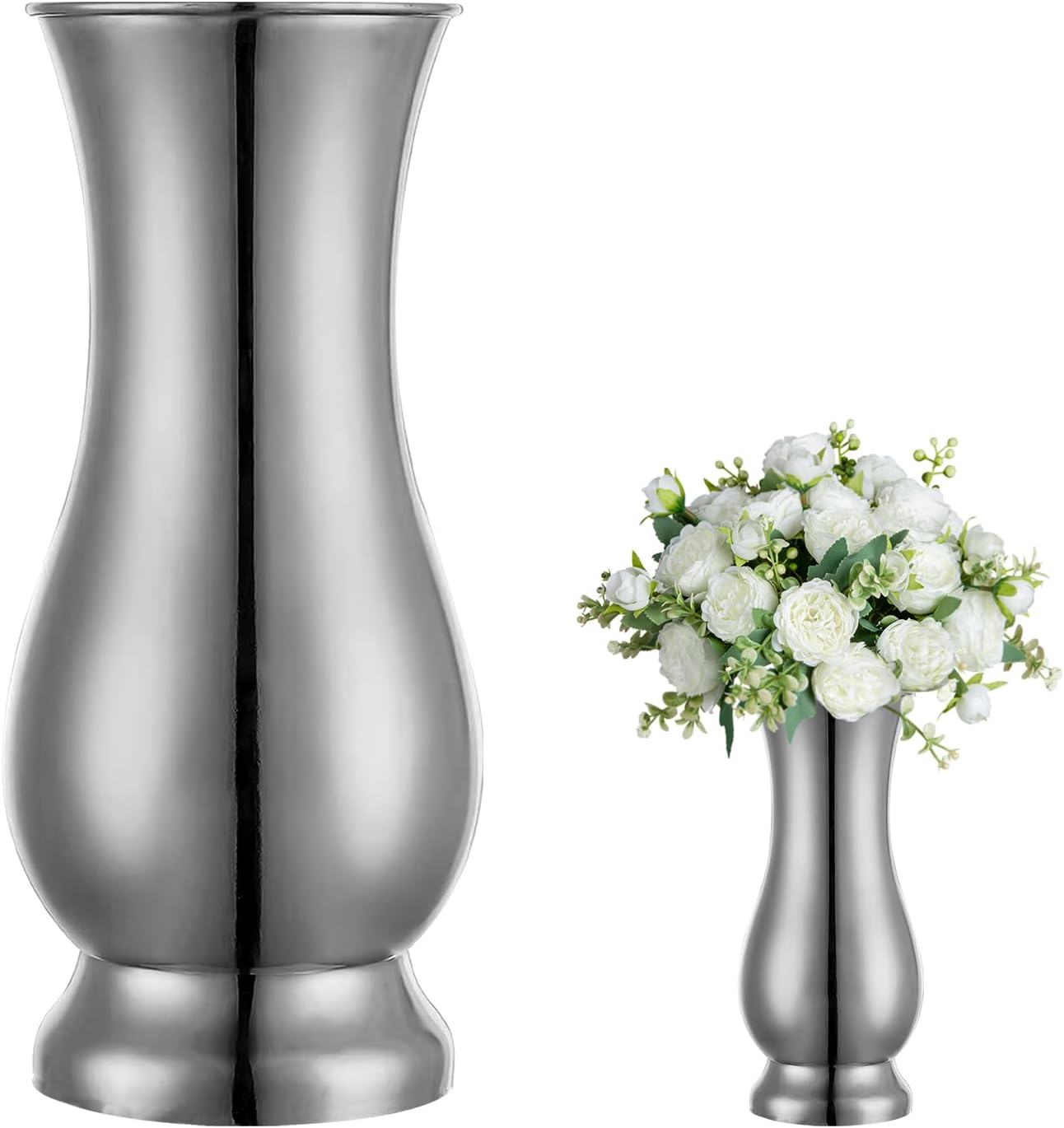 Metal Vase Centerpiece Decoration, Stainless Steel Tabletop Flower Vases- Ideal for Office, Home Wedding Birthday Anniversary Ceremony Event Decor