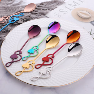 Stainless Steel Fruit Salad Creative Heart Shaped Note Dessert Spoon Metal Yogurt Honey Ice Cream Spoon