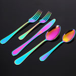 304 Stainless Steel Mirror Polish Cutlery Sets Rainbow Colorful Flatware