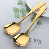 Edge Smooth Stainless Steel Tableware Flat Spoon Gold Color Cutlery Sets