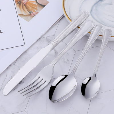 Buyer Star Wholesale Cheap Price 304 Stainless Steel Metal Dinnerware Silver Cutlery Sets