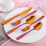 Flatware Set Mirror Polish Customized Color Magic Red Kitchen Tools