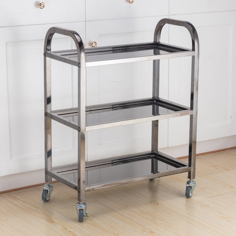 Stainless Steel Dining Car Trolley Commercial Dining Car Receiving Bowl Restaurant Food Hotel Serving Car(3 Layers)