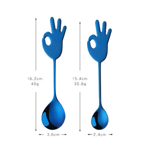 Reusable Golden Plated Stainless Steel Spoon Colorful Handle Dessert Tea Coffee Spoon Scoop