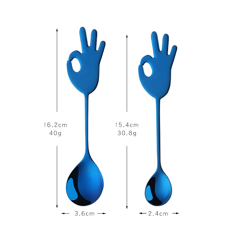 Reusable Golden Plated Stainless Steel Spoon Colorful Handle Dessert Tea Coffee Spoon Scoop