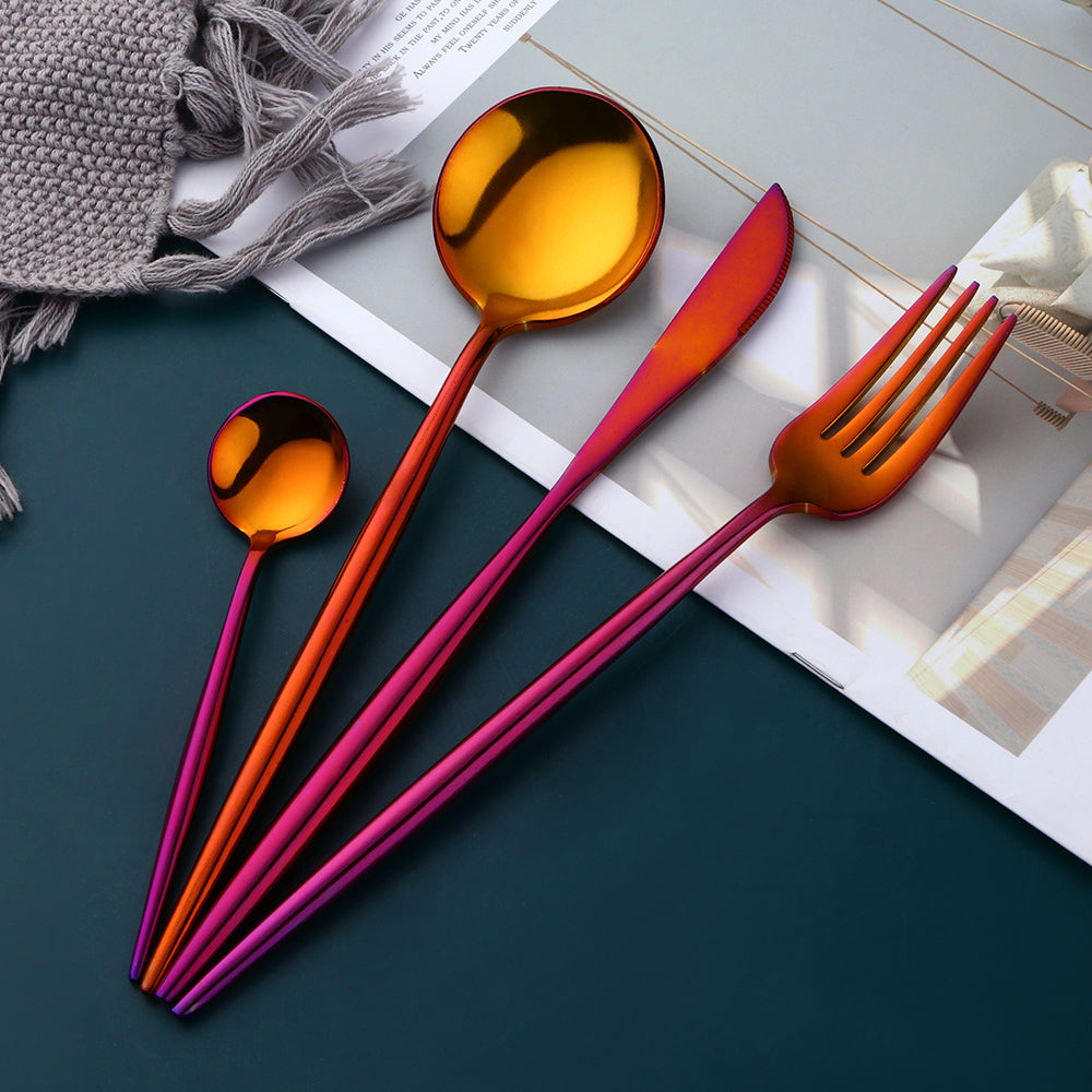 Amazon Hot Sell Western Cutlery Set Stainless Steel Silver Flatware Kitchen Wedding Cutlery Set