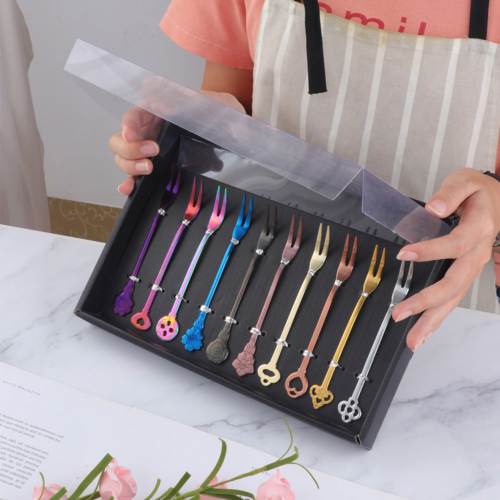 Premium Forks Gift Set for Dessert Cake Fruit Salad Fork Stainless Steel Metal Small Tasting Pastry Forks Mirror Polished