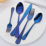 Accept OEM ODM Tableware Sets Blue Color Flatware Mirror Polish