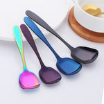 Factory Wholesale Cheap Price Flat Tableware Spoon Black Color Cutlery Sets