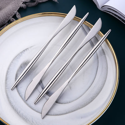 Amazon Hot Sell Western Cutlery Set Stainless Steel Silver Flatware Kitchen Wedding Cutlery Set