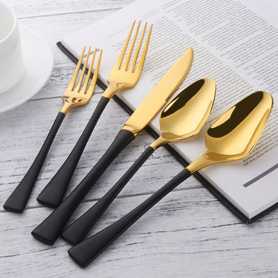 304 Stainless Steel Cutlery Sets Black Gold Tableware mirror polished