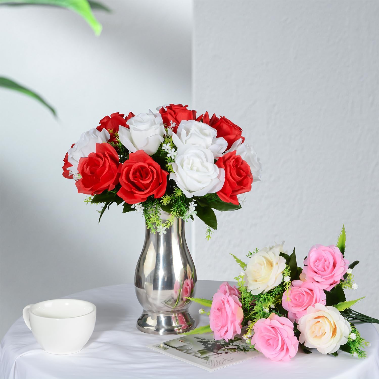 Metal Vase Centerpiece Decoration, Stainless Steel Tabletop Flower Vases- Ideal for Office, Home Wedding Birthday Anniversary Ceremony Event Decor